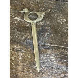 Vintage Bronze/Brass Duck letter Opener With Magnifying Glass 8.2"